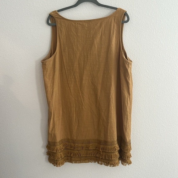 Umgee Plus Yellow Boho Fringe Cotton Tunic Dress Size 1XL - Picture 4 of 4